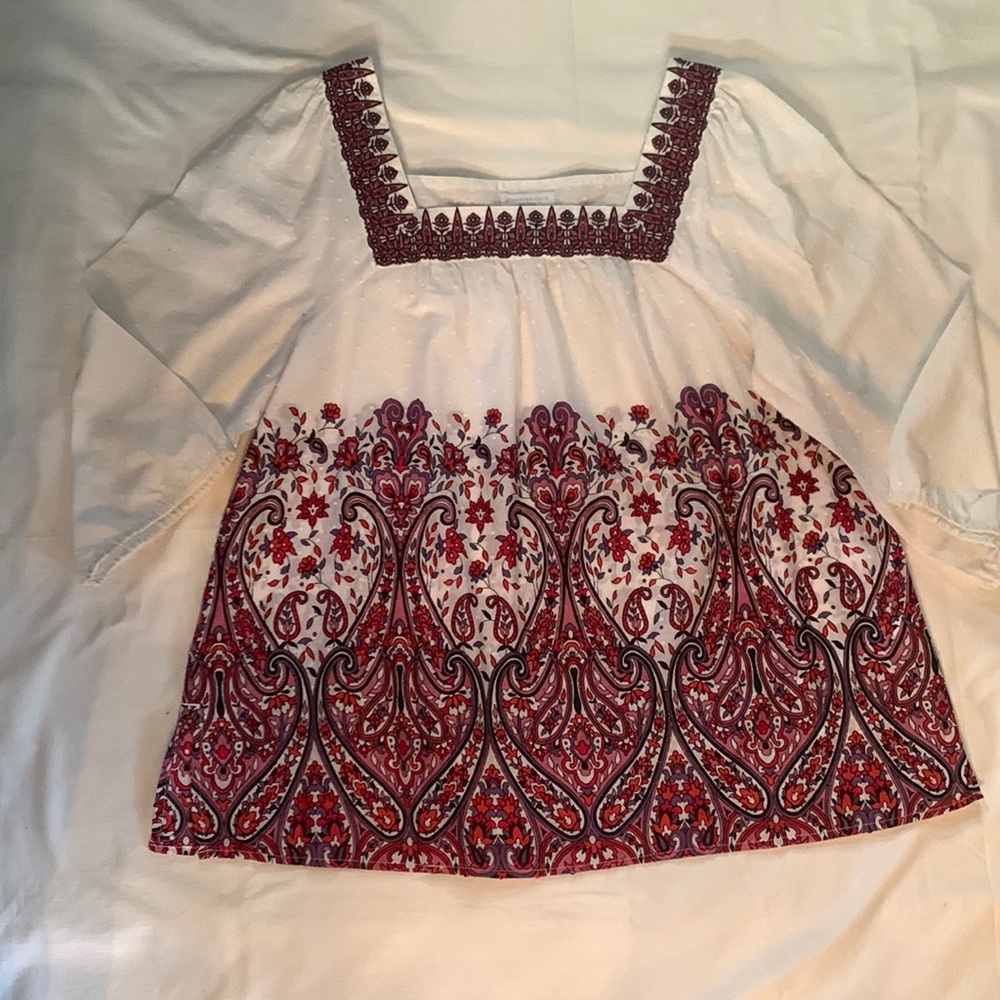 Charter Club Woman 100% Cotton Peasant Blouse